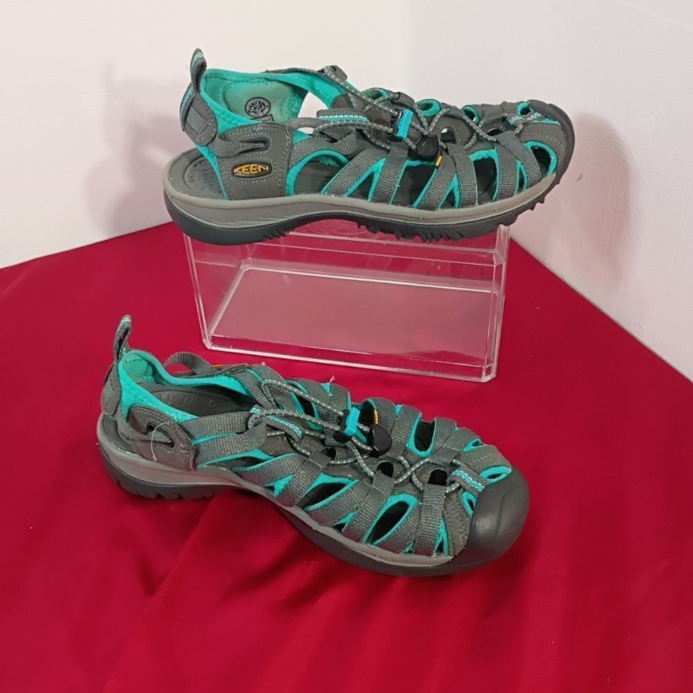 KEEN Women's SZ 7.5 Whisper Smoke Turquoise Waterproof Bungee Lace Slingback . - Picture 2 of 7
